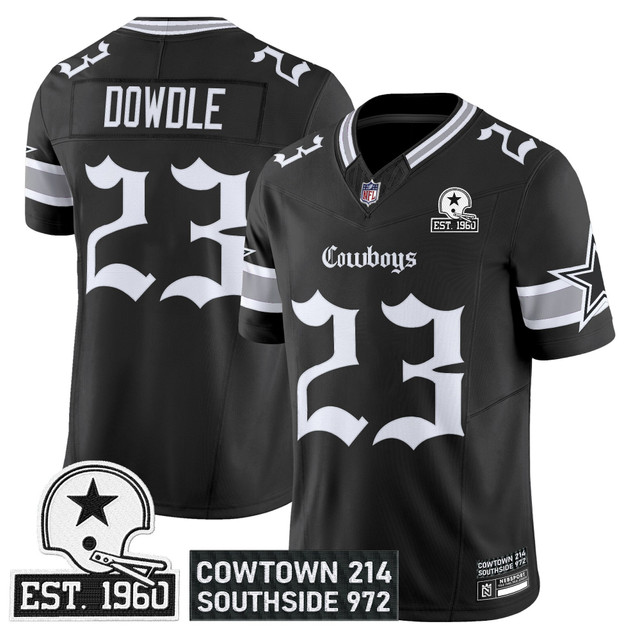Men's Dallas Cowboys 'Gothic Lone Star Edition' Vapor Limited Jersey - All Stitched Black Rico Dowdle