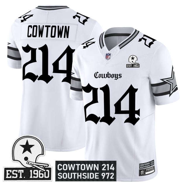 Men's Dallas Cowboys 'Gothic Lone Star Edition' Vapor Limited Jersey - All Stitched White Cowtown 214