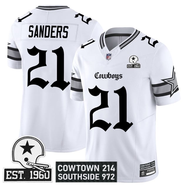 Men's Dallas Cowboys 'Gothic Lone Star Edition' Vapor Limited Jersey - All Stitched White Deion Sanders