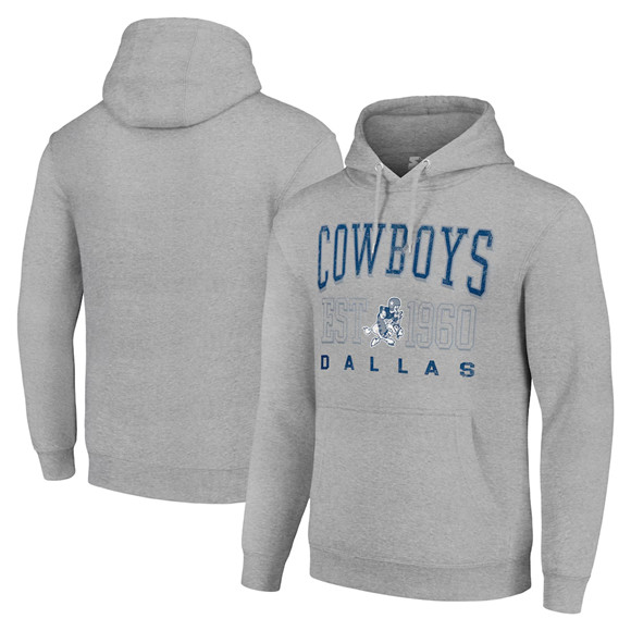 Men's Dallas Cowboys Gray Throwback Logo Pullover Hoodie