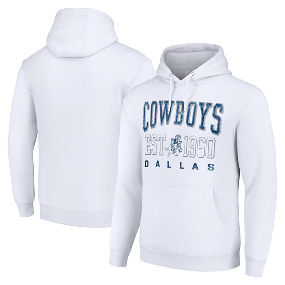 Men's Dallas Cowboys White Throwback Logo Pullover Hoodie