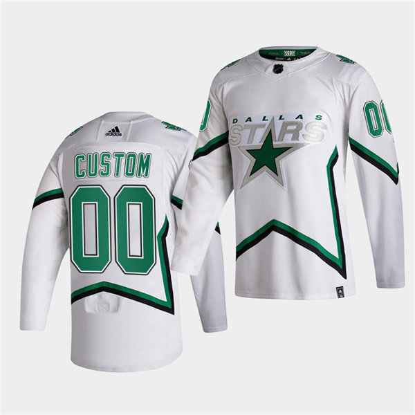 Men's Dallas Stars adidas 2021 Reverse Retro Custom White Jersey Stitched