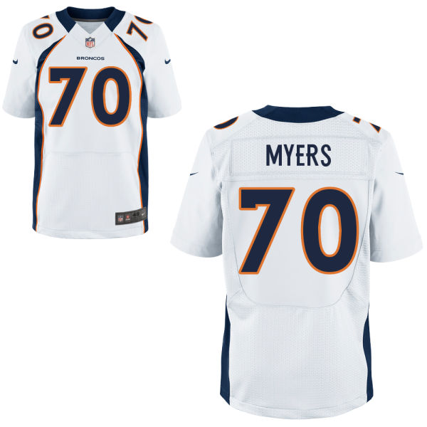 Men's Denver Broncos #70 Robert Myers White Road NFL Nike Elite Jersey