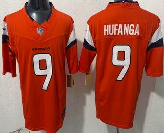 Men's Denver Broncos #9 Talanoa Hufanga Limited Orange FUSE Vapor Jersey