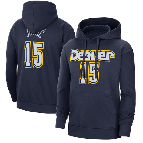 Men's Denver Nuggets #15 Nikola Jokic Navy Pullover Hoodie