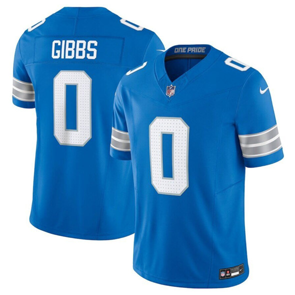 Men's Detroit Lions #0 Jahmyr Gibbs Blue 2025 F.U.S.E. Vapor Limited Football Stitched Jersey