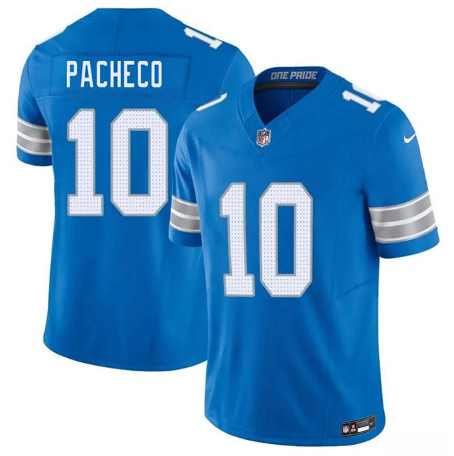 Men's Detroit Lions #10 Isiah Pacheco Blue 2026 F.U.S.E. Vapor Limited Stitched Jersey