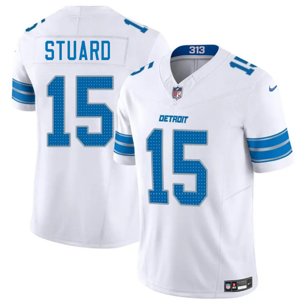 Men's Detroit Lions #15 Grant Stuard White 2025 F.U.S.E. Vapor Limited Football Stitched Jersey