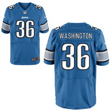 Men's Detroit Lions #36 Dwayne Washington Light Blue Team Color Nike Elite Jersey
