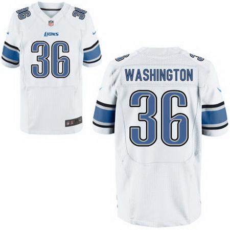Men's Detroit Lions #36 Dwayne Washington White Road Nike Elite Jersey