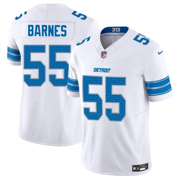 Men's Detroit Lions #55 Derrick Barnes White 2025 F.U.S.E. Vapor Limited Football Stitched Game Jersey