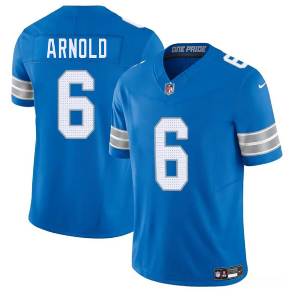 Men's Detroit Lions #6 Terrion Arnold Blue 2025 F.U.S.E. Vapor Limited Football Stitched Jersey