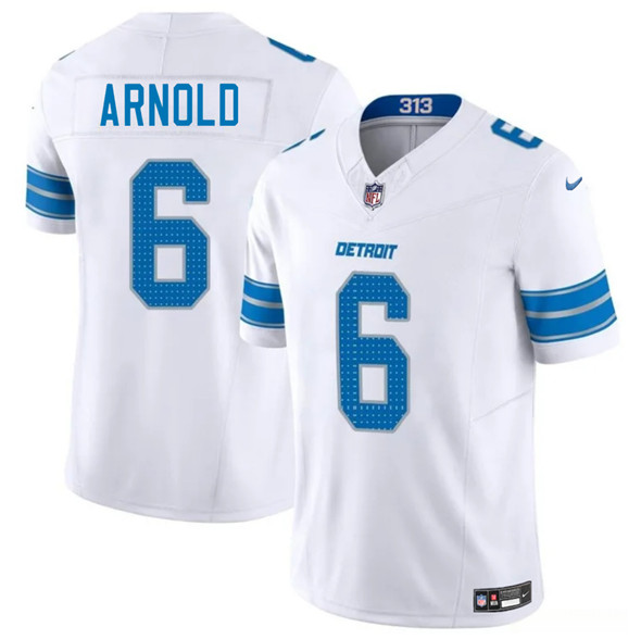 Men's Detroit Lions #6 Terrion Arnold White 2025 F.U.S.E. Vapor Limited Football Stitched Jersey