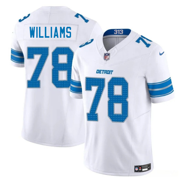 Men's Detroit Lions #78 Tyleik Williams White 2025 Draft F.U.S.E. Vapor Limited Football Stitched Jersey