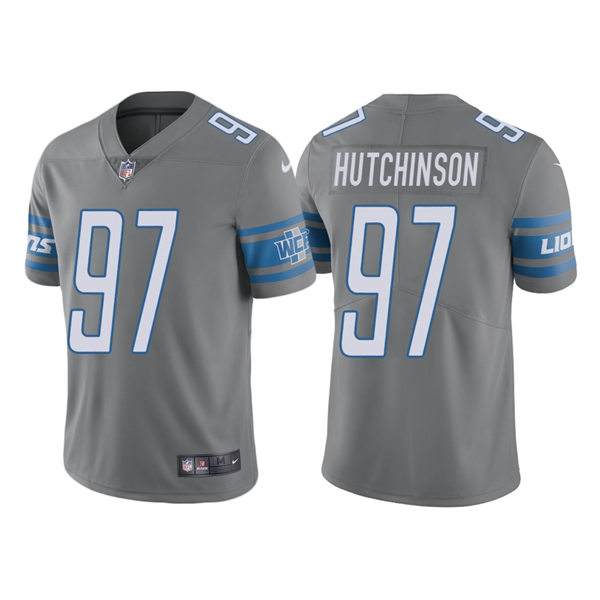 Men's Detroit Lions #97 Aidan Hutchinson Nike Silver Color Rush Limited Player Jersey