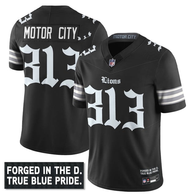 Men's Detroit Lions 'Gothic Motor City Edition' Vapor Limited Jersey #313 Motor City