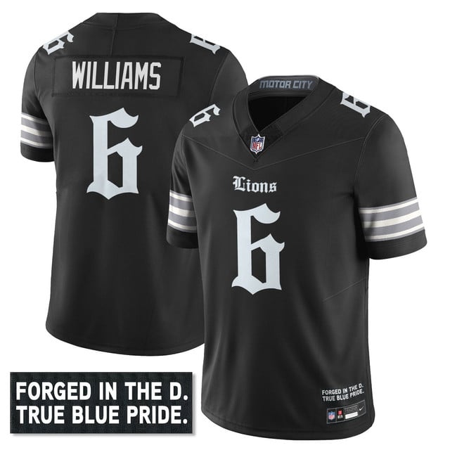 Men's Detroit Lions 'Gothic Motor City Edition' Vapor Limited Jersey #6 Jameson Williams