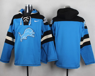 Men's Detroit Lions Blank Light Blue Team Color NFL Nike Hoodie with Team Logo