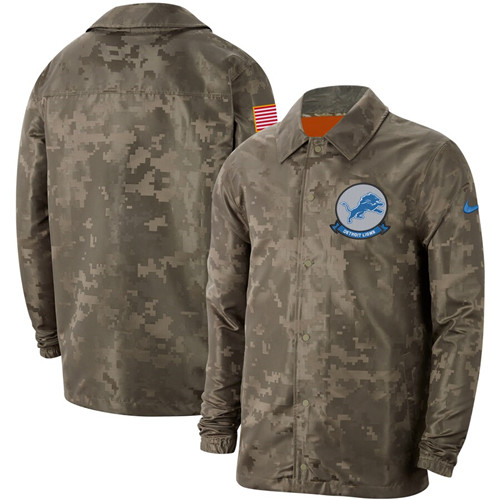 Men's Detroit Lions Nike Camo 2019 Salute To Service Sideline Full Zip Lightweight Jacket