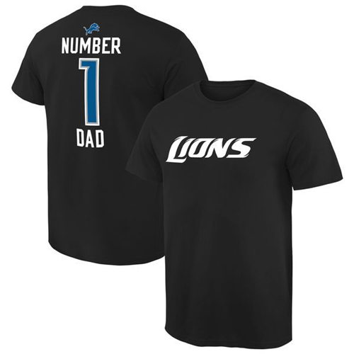 Men's Detroit Lions Pro Line College Number 1 Dad T-Shirt Black