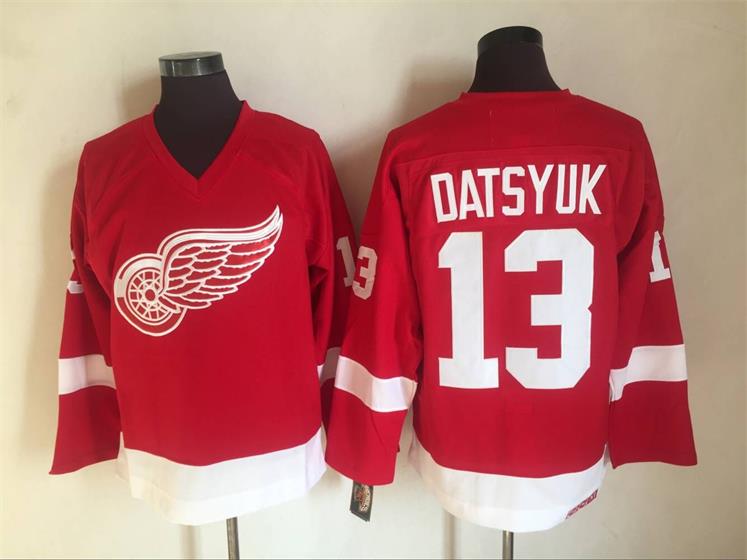 Men's Detroit Red Wings #13 Pavel Datsyuk Red CCM Vintage Throwback Jersey Stitched