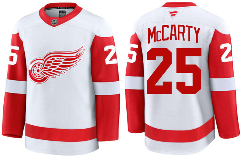 Men's Detroit Red Wings #25 Darren McCarty White 2024 Road Stitched Hockey Jersey