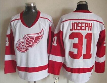 Men's Detroit Red Wings #31 Curtis Joseph White Throwback CCM Jersey Stitched