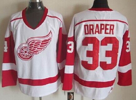 Men's Detroit Red Wings #33 Kris Draper White Throwback CCM Jersey Stitched
