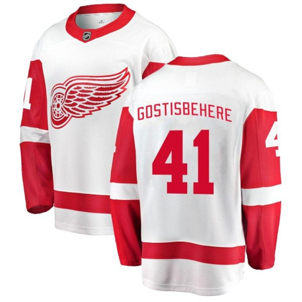 Men's Detroit Red Wings #41 Shayne Gostisbehere Adidas White Away Player Jersey 