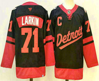 Men's Detroit Red Wings #71 Dylan Larkin Black 2025 Stadium Series Stitched Jersey