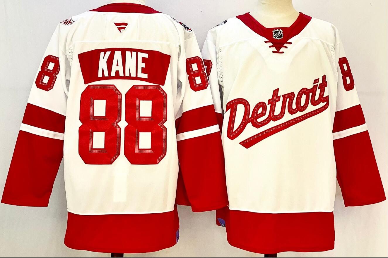 Men's Detroit Red Wings #88 Patrick Kane White 2025 Stitched Jersey