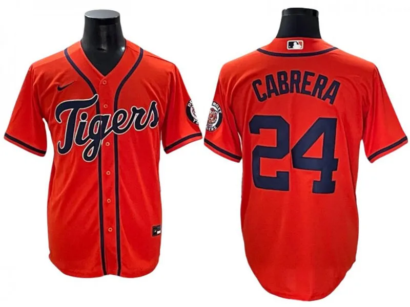 Men's Detroit Tigers #24 Miguel Cabrera Orange Limited Player Jersey 