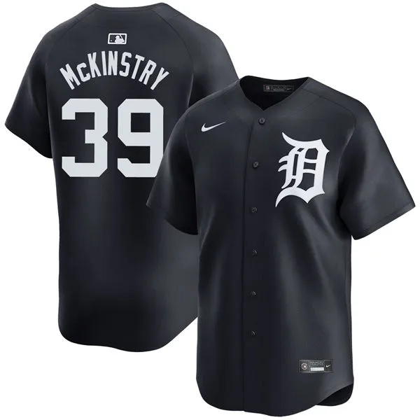 Men's Detroit Tigers #39 Zach McKinstry Nike Navy White Alternate Limited Player Jersey 