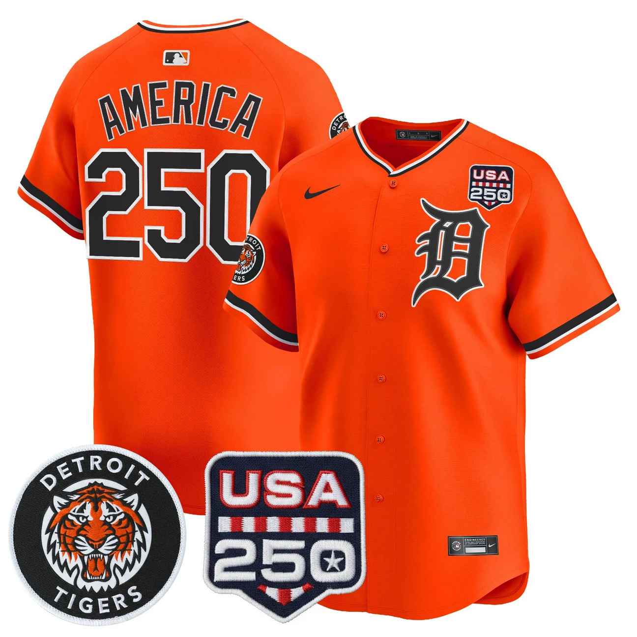 Men's Detroit Tigers 2026 Alternate Vapor Premier Limited Jersey ORANGE #250 AMERICA