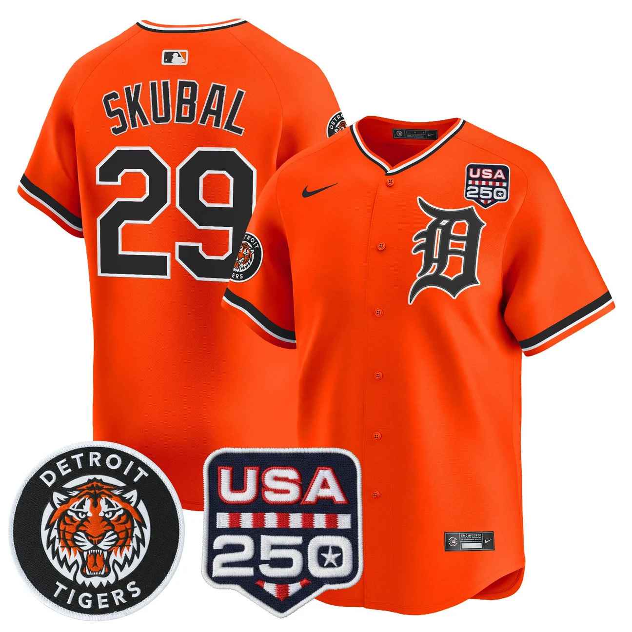Men's Detroit Tigers 2026 Alternate Vapor Premier Limited Jersey ORANGE #29 TARIK SKUBAL