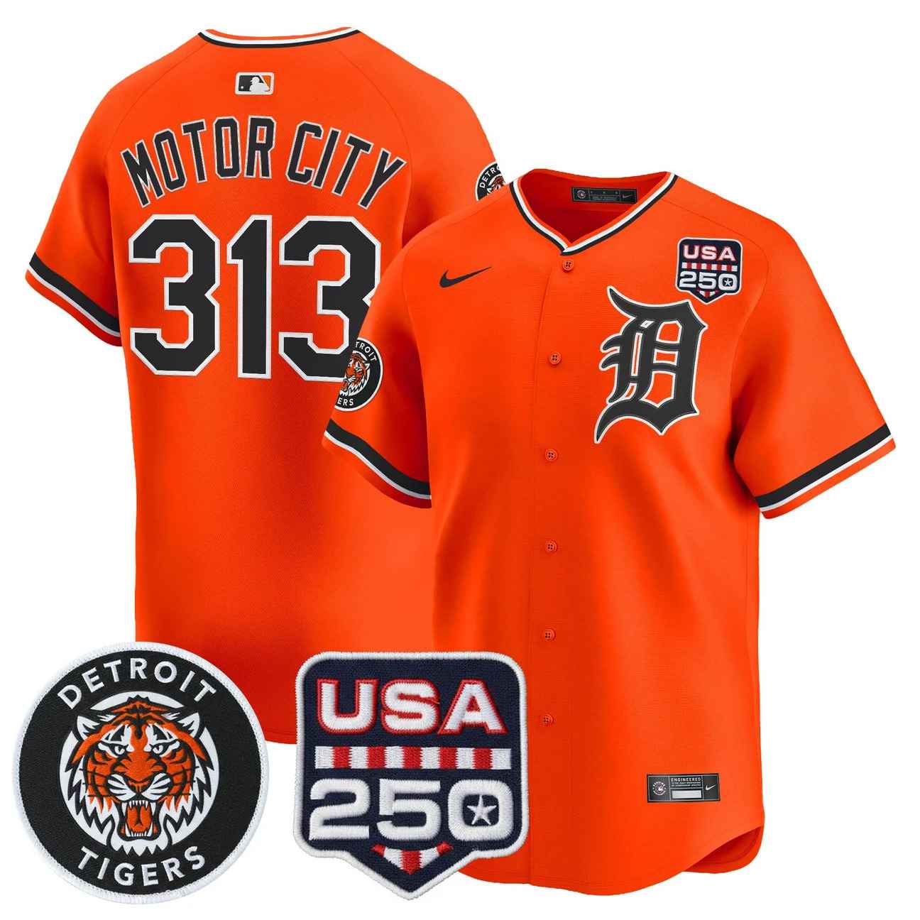 Men's Detroit Tigers 2026 Alternate Vapor Premier Limited Jersey ORANGE #313 MOTOR CITY
