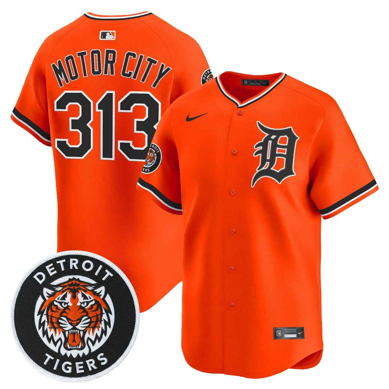 Men's Detroit Tigers 2026 Alternate Vapor Premier Limited Jersey ORANGE #313 MOTOR CITY