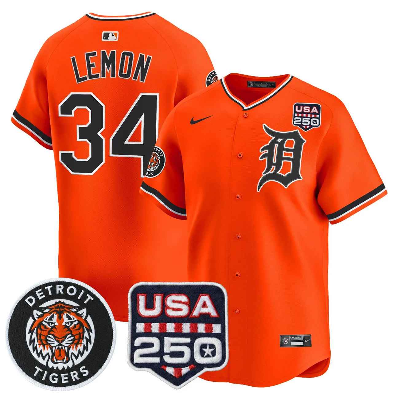 Men's Detroit Tigers 2026 Alternate Vapor Premier Limited Jersey ORANGE #34 CHET LEMON