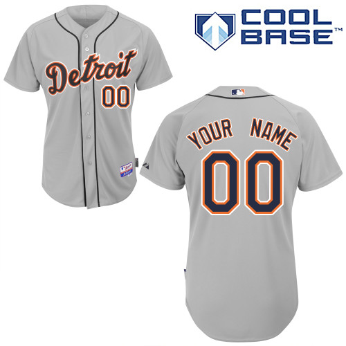 Men's Detroit Tigers Replica Personalized Road Gray Jersey