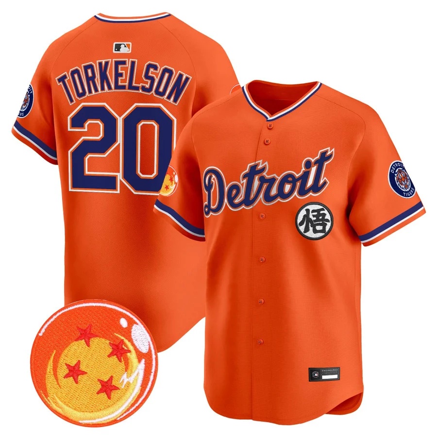 Men's Detroit Tigers x Dragon Ball Vapor Premier Limited Jersey #20 Spencer Torkelson