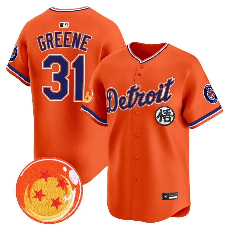 Men's Detroit Tigers x Dragon Ball Vapor Premier Limited Jersey #31 Riley Greene