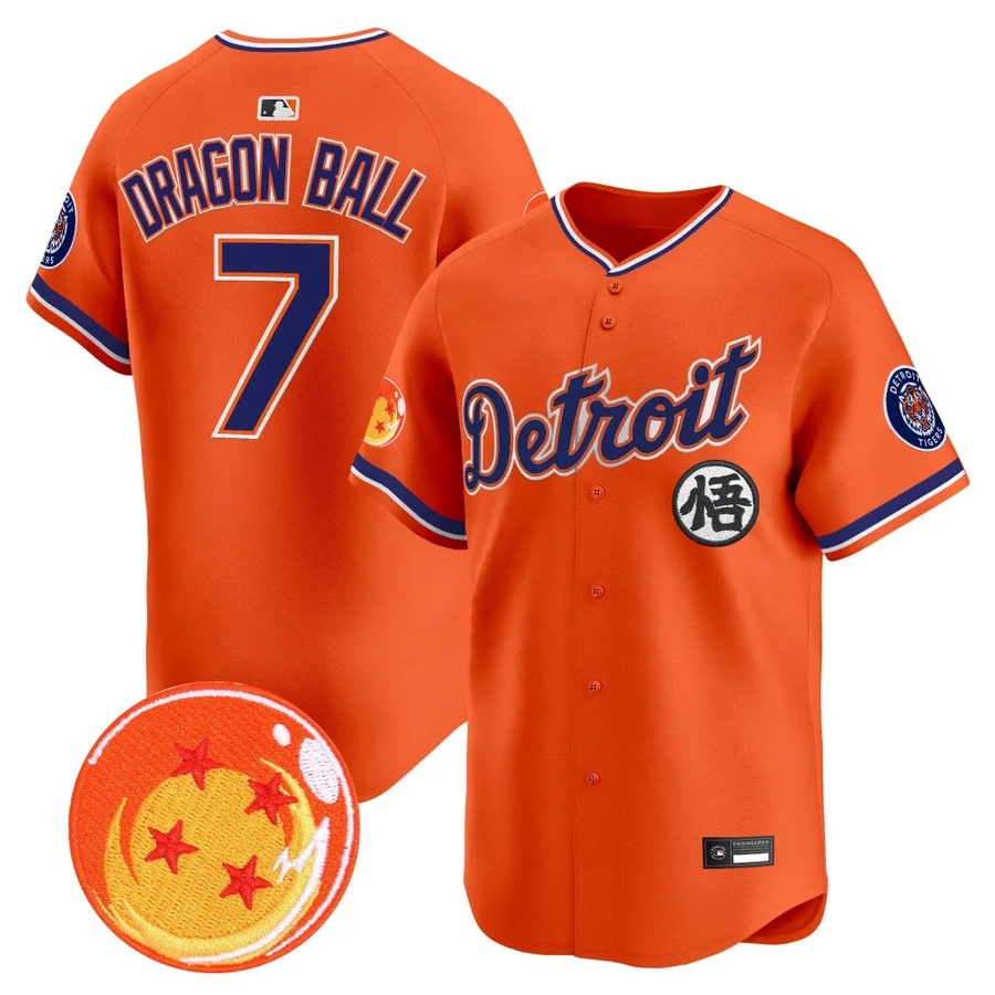 Men's Detroit Tigers x Dragon Ball Vapor Premier Limited Jersey #7 Dragon Ball
