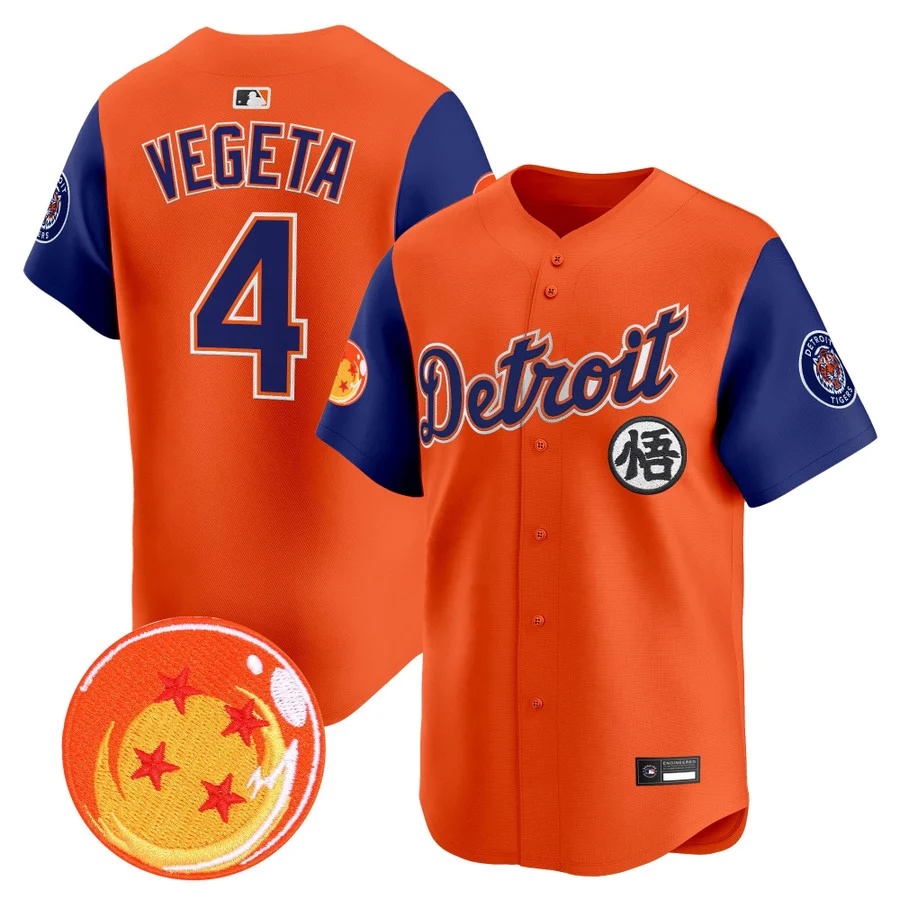 Men's Detroit Tigers x Dragon Ball Vapor Premier Limited Jersey alternate #4 Vegeta
