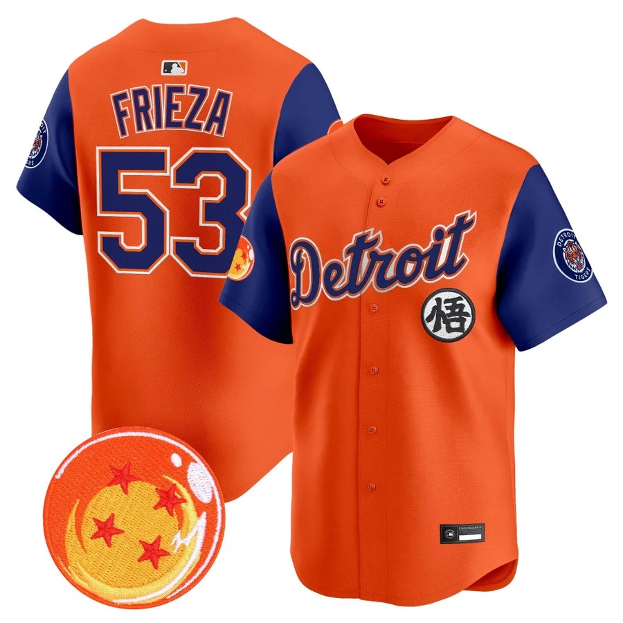 Men's Detroit Tigers x Dragon Ball Vapor Premier Limited Jersey alternate #53 Frieza