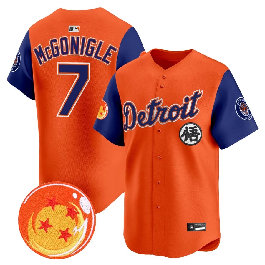 Men's Detroit Tigers x Dragon Ball Vapor Premier Limited Jersey alternate #7 Kevin McGonigle