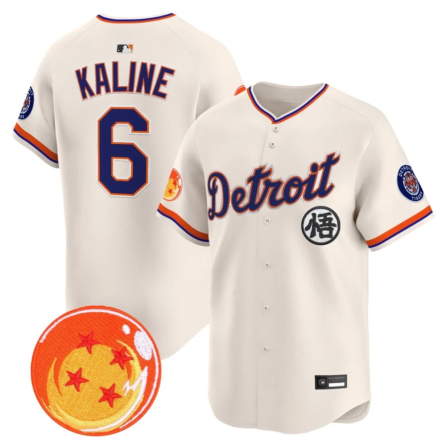 Men's Detroit Tigers x Dragon Ball Vapor Premier Limited Jersey cream #6 Al Kaline