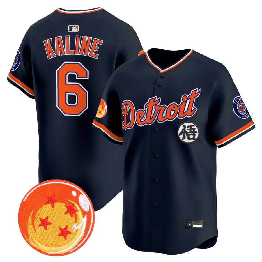 Men's Detroit Tigers x Dragon Ball Vapor Premier Limited Jersey navy #6 Al Kaline