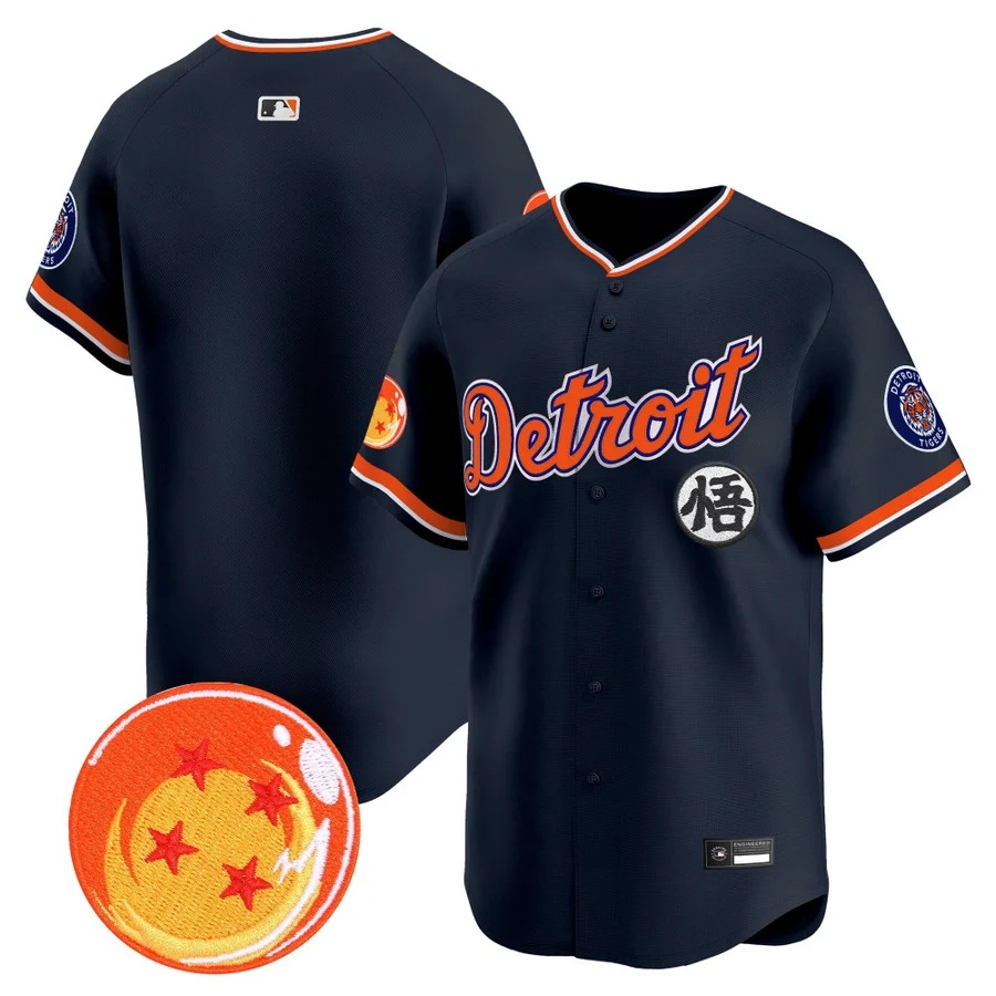 Men's Detroit Tigers x Dragon Ball Vapor Premier Limited Jersey navy blank