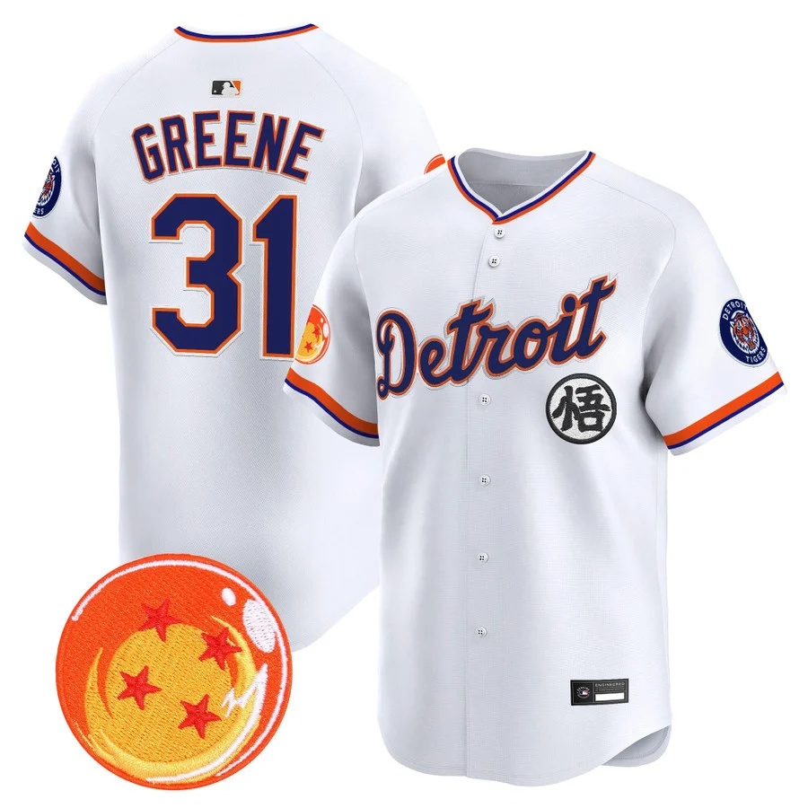Men's Detroit Tigers x Dragon Ball Vapor Premier Limited Jersey white #31 Riley Greene