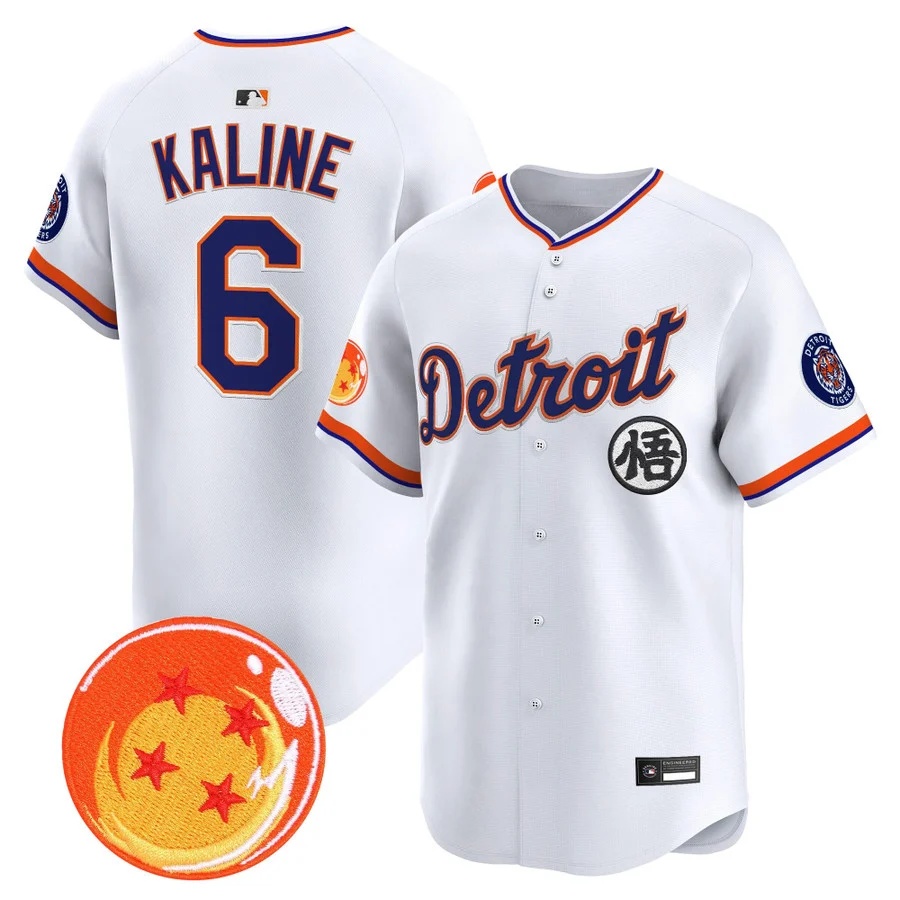Men's Detroit Tigers x Dragon Ball Vapor Premier Limited Jersey white #6 Al Kaline